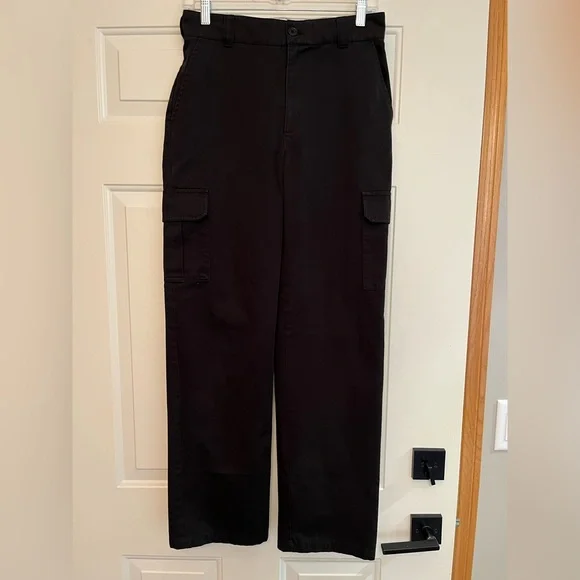 Women’s Garage black cargo trouser skater grunge goth uniform pants. Size 1 - Picture 1 of 16